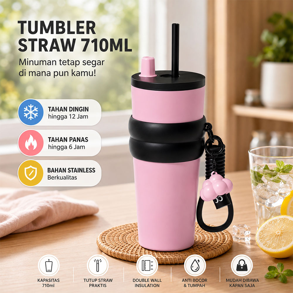 One Two Cups Botol Minum Tumbler Air Panas Dingin with Straw 710ml - YS-9000 Gambar produk One Two Cups Botol Minum Tumbler Air Panas Dingin with Straw 710ml - YS-9000 - Utama