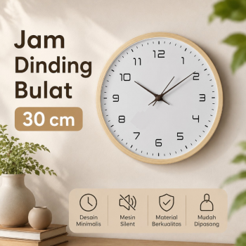 TaffHOME Jam Dinding Bulat Indoor Wall Clock Round Shape 30cm - MS40