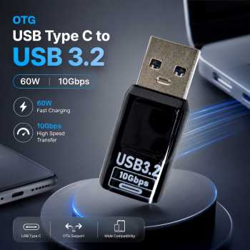 Poyiccot OTG Type C to USB 3.2 Adapter Converter Digital Display 60W - P60