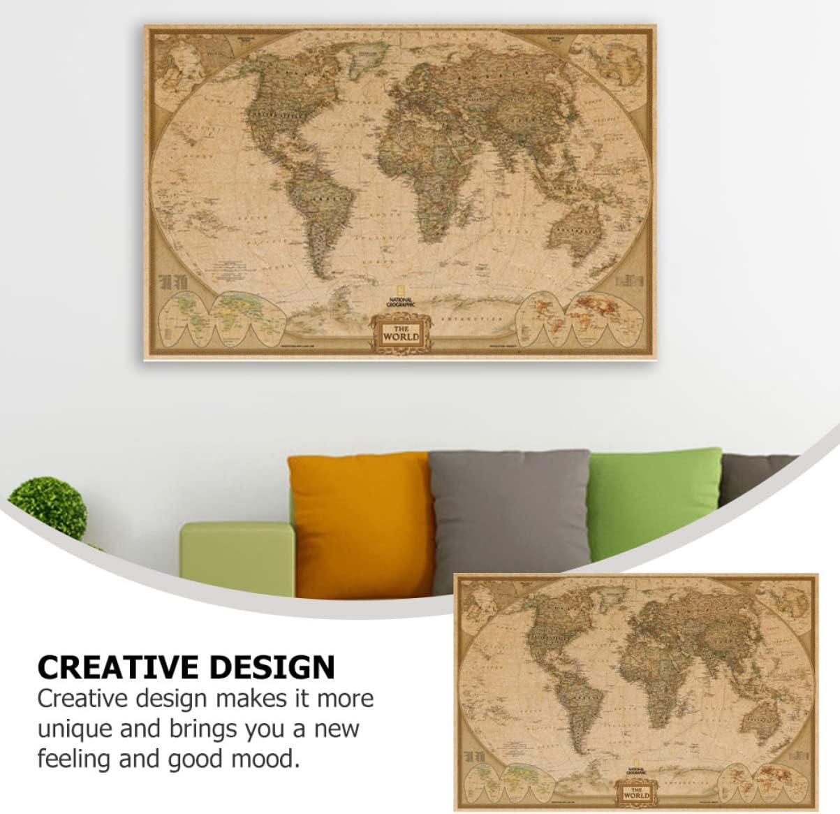 Poster Peta Dunia Large Vintage World Map 103x69cm - N401 Gambar produk Poster Peta Dunia Large Vintage World Map 103x69cm - N401 - 4
