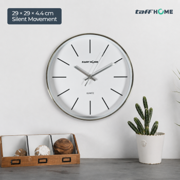 TaffHOME Jam Dinding Bulat Silent Movement Quartz Model Modern 29cm - H6589