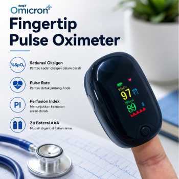 TaffOmicron Fingertip Pulse Oximeter Alat Ukur Saturasi Oksigen Darah - AD901