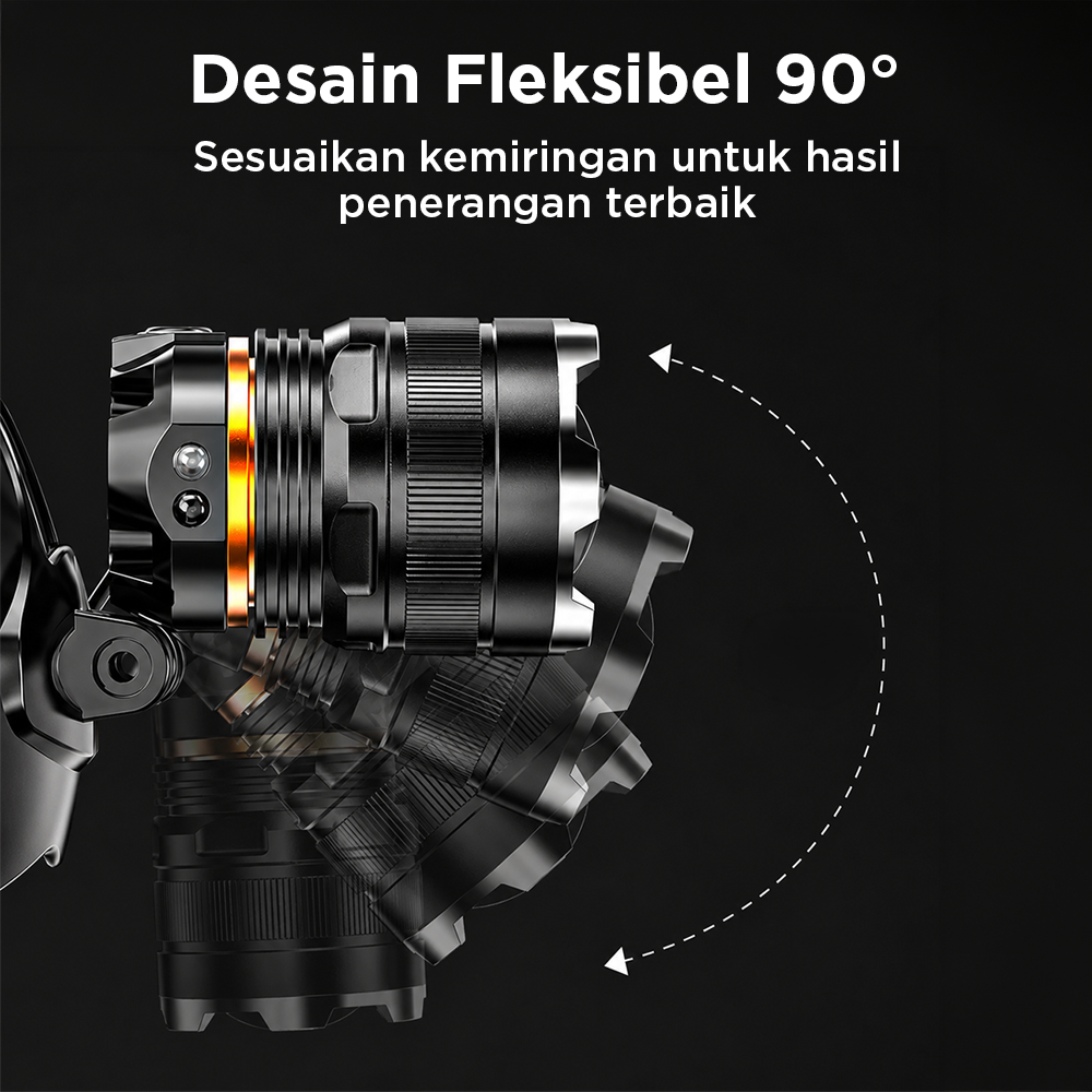 XIWANG Senter Kepala Headlamp LED XHP50 Rechargeable IPX4 20W - HP35 Gambar produk XIWANG Senter Kepala Headlamp LED XHP50 Rechargeable IPX4 20W - HP35 - 4