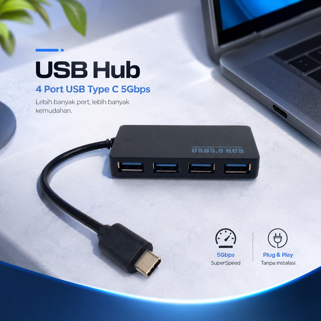 Konektor USB Type C to USB Type A 3.0 Hub Adaptor Super Speed 5Gbps 4 Port - RXD-103U3 Gambar produk Konektor USB Type C to USB Type A 3.0 Hub Adaptor Super Speed 5Gbps 4 Port - RXD-103U3 - Utama