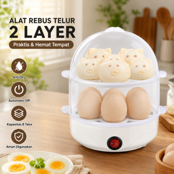 KALWEL Alat Rebus Telur 14 Butir Electric Egg Steam Double Layer - BN-40