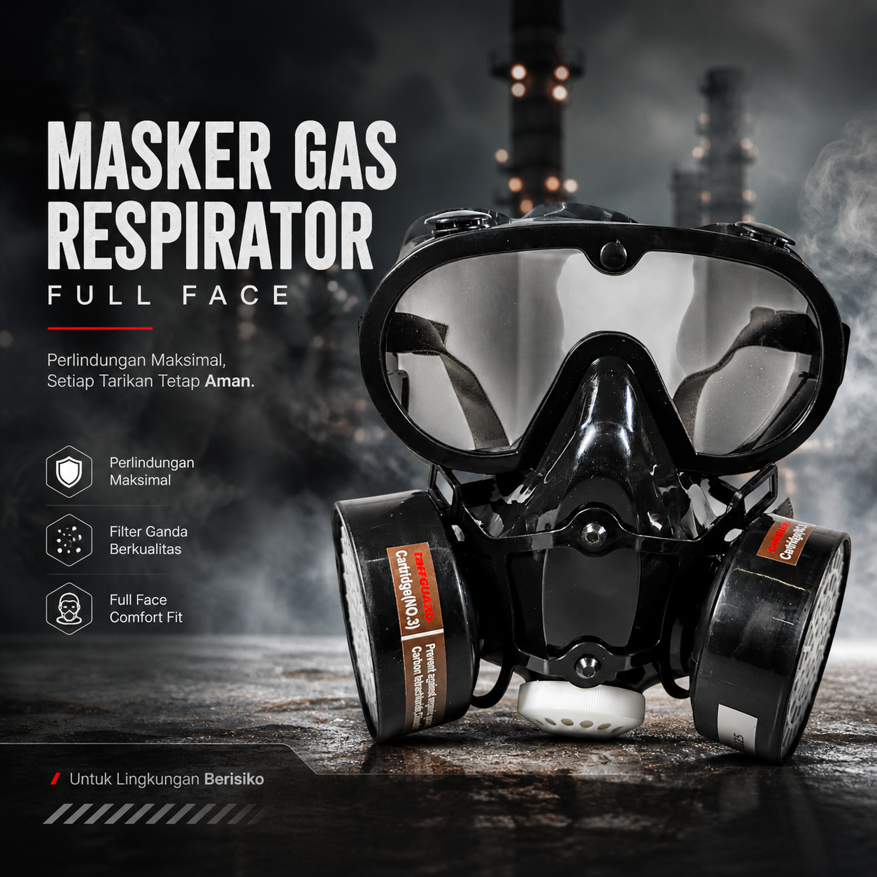 TaffGUARD Masker Gas Respirator Full Face with Activated Carbon Filter - SF01 Gambar produk TaffGUARD Masker Gas Respirator Full Face with Activated Carbon Filter - SF01 - Utama