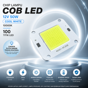 Ovicart Chip LED Lampu COB Floodlight Spotlight 12V 50W - 4640-4C30B