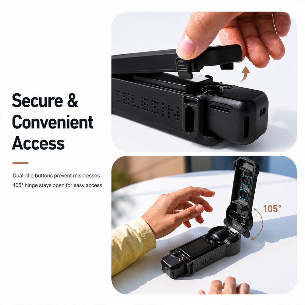 TELESIN Protective Case Pelindung Kamera Aksi DisAdv DJI Osmo Pocket 4 - S6-FMS-29BK-TDJ Gambar produk TELESIN Protective Case Pelindung Kamera Aksi DisAdv DJI Osmo Pocket 4 - S6-FMS-29BK-TDJ - 2