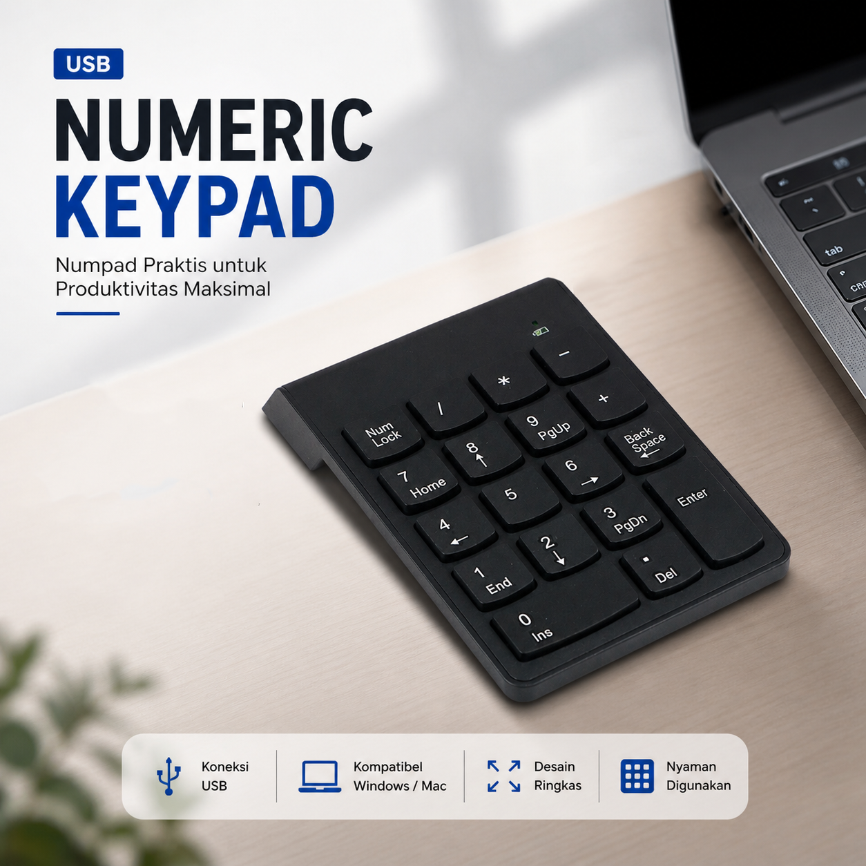 Etmakit Numeric Keypad Numpad Wired USB - K24 Gambar produk Etmakit Numeric Keypad Numpad Wired USB - K24 - Utama