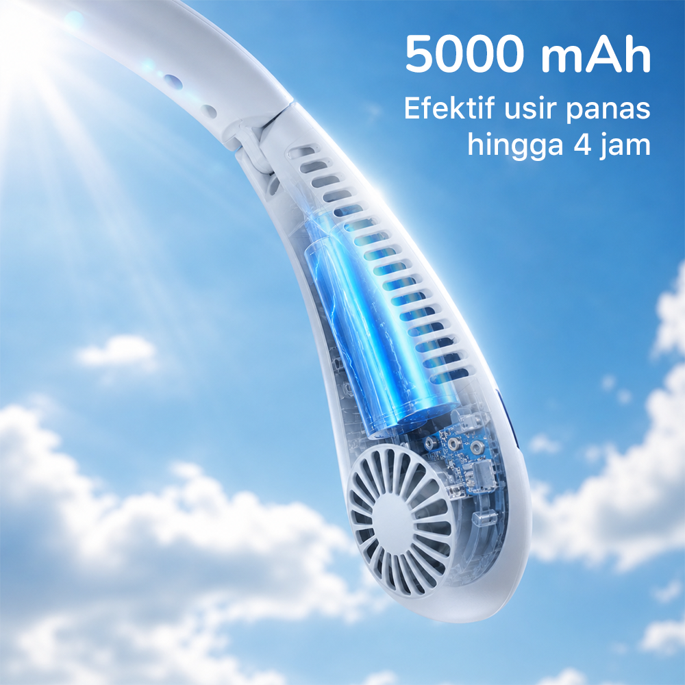 TIEIRTS Kipas Angin Portable Bladeless Neck Mini Cooling Fan 5000mAh - H11 Gambar produk TIEIRTS Kipas Angin Portable Bladeless Neck Mini Cooling Fan 5000mAh - H11 - 4