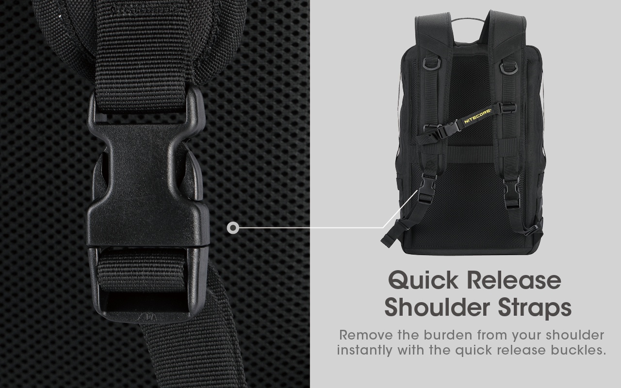 Gambar produk NITECORE Tas Ransel Laptop 15.6 Inch 600D Polyester MOLLE Sistem 23L - BP23 - 6