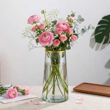 TaffHOME Vas Bunga Kaca Silinder Smooth Nordic Simple Glass Vase - QT072