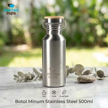 Gambar produk One Two Cups Botol Minum Portable Stainless Steel 500ml - YM006