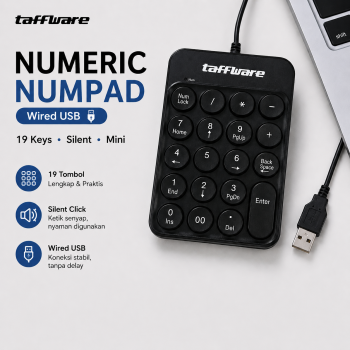 Taffware Keyboard Numeric Numpad Mini 2.4GHz Silent 19 Keys - Q9