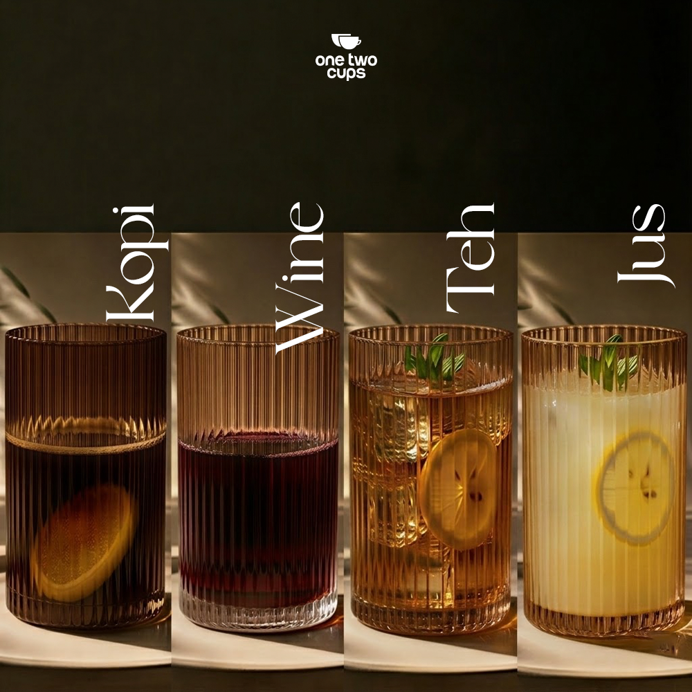 One Two Cups Gelas Kaca Aesthetic Kopi Teh Dirty Latte Stripe Glass 250ml - SH-25 Gambar produk One Two Cups Gelas Kaca Aesthetic Kopi Teh Dirty Latte Stripe Glass 250ml - SH-25 - 5