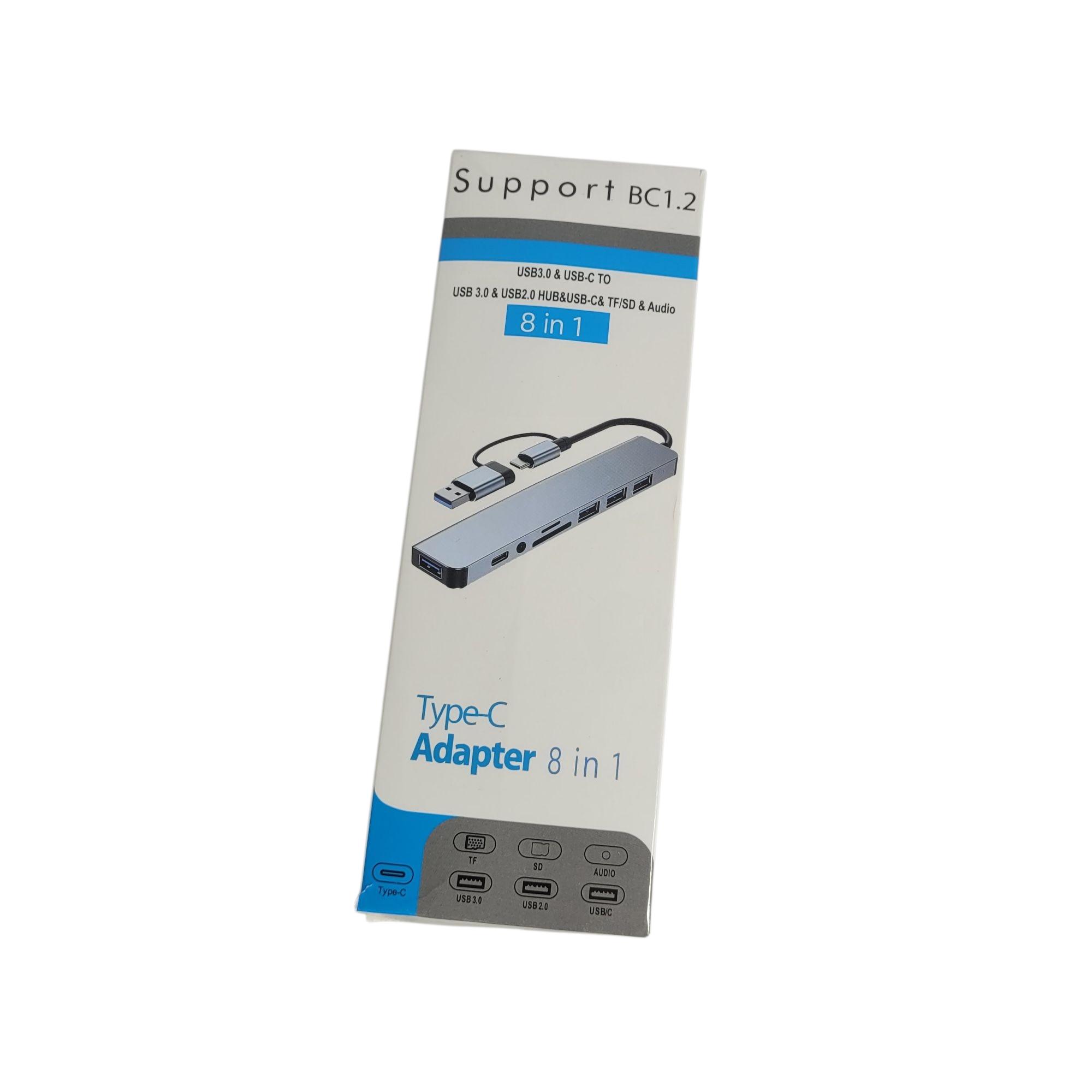 Gambar produk Shini USB Hub Type C 3.0 Adapter 8in1 USB 3.0 USB 2.0 TF SD AUX - INU40 - Kemasan