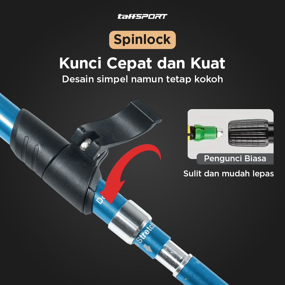 TaffSPORT Tongkat Hiking Lipat Trekking Pole Aluminium Alloy 130cm - TF13 Gambar produk TaffSPORT Tongkat Hiking Lipat Trekking Pole Aluminium Alloy 130cm - TF13 - 5