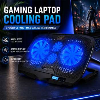 CALANDIS Cooling Pad Laptop Gaming Kipas Pendingin RGB 4 Fan 17 Inch - S18