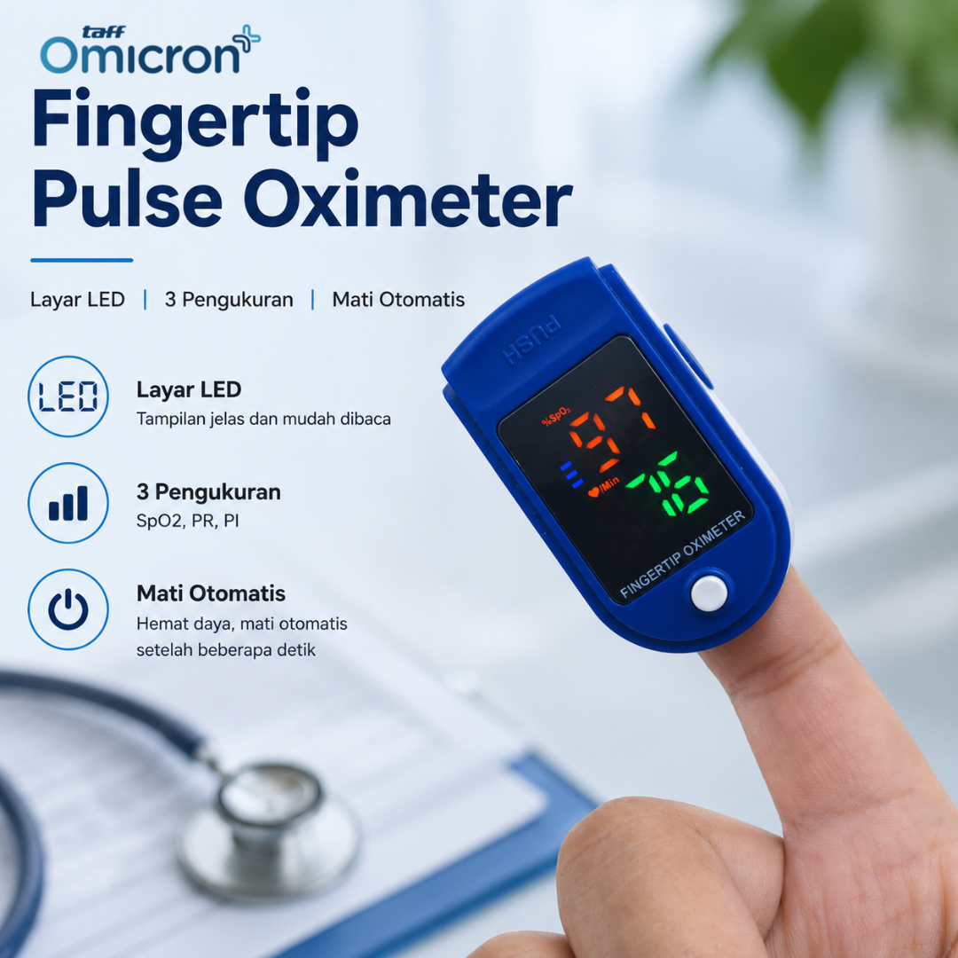 TaffOmicron Fingertip Pulse Oximeter Ukur Saturasi O2 Darah Gen 2 LED - LK87 Gambar produk TaffOmicron Fingertip Pulse Oximeter Ukur Saturasi O2 Darah Gen 2 LED - LK87 - Utama