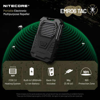 NITECORE Alat Pengusir Nyamuk Elektrik Portable Mat Repeller 1800mAh - EMR06 TAC