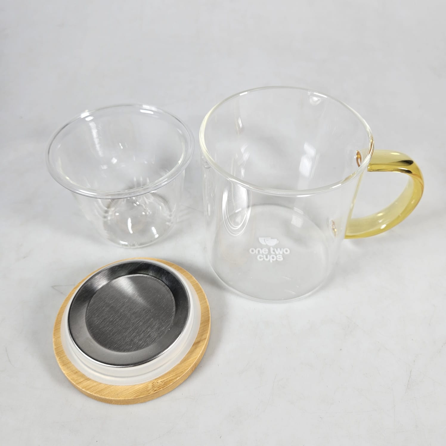 One Two Cups Cangkir Teh Kaca Borosilikat With Saringan Infuser 350ml - JJK87 Gambar produk One Two Cups Cangkir Teh Kaca Borosilikat With Saringan Infuser 350ml - JJK87 - 7