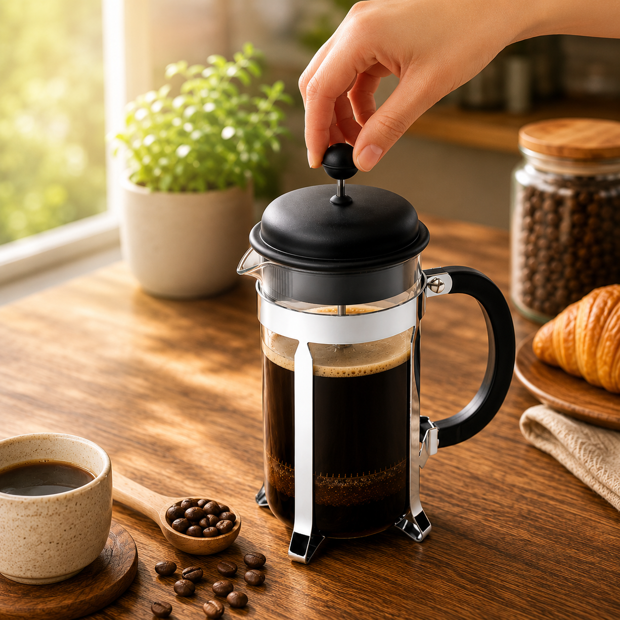 VIGOR French Press Coffee Maker Pot Plunger Borosilicate Glass 350ml - FS35 Gambar produk VIGOR French Press Coffee Maker Pot Plunger Borosilicate Glass 350ml - FS35 - 3