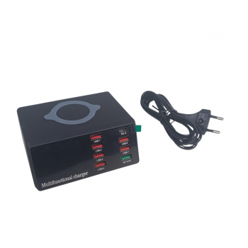 Gambar produk ASOMETECH Desktop Charger USB Type A QC3.0 Wireless Charge 8 Port 100W - WLX-X9 - 7