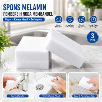 TaffHOME Spons Melamin Pembersih Noda Membandel Dapur Kamar Mandi 3PCS - H300
