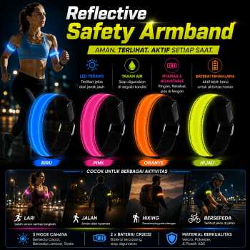 Party Dots Gelang Reflektif Reflective Safety Armband Wrist Band - CR2032