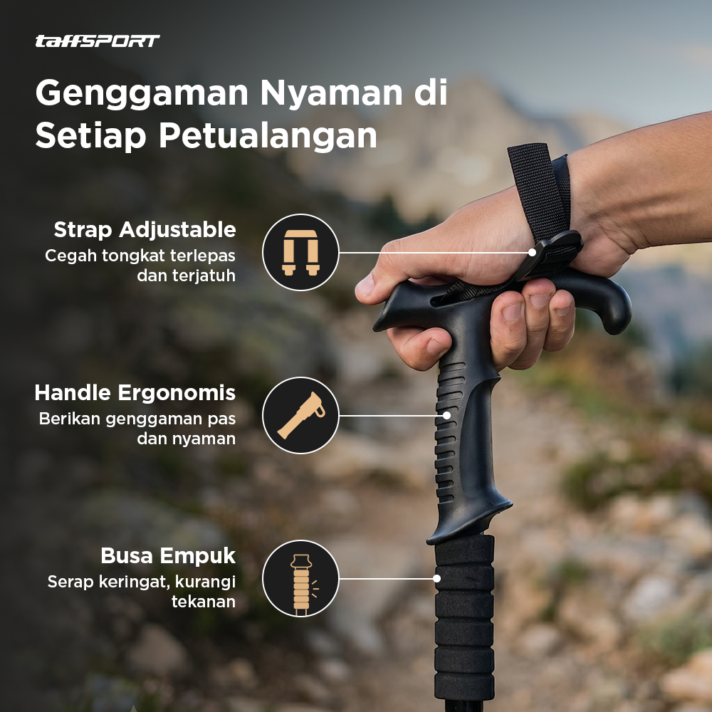 TaffSPORT Alat Bantu Mendaki Trekking Pole Alpenstocks Climbing Tool - ODIN Gambar produk TaffSPORT Alat Bantu Mendaki Trekking Pole Alpenstocks Climbing Tool - ODIN - 5