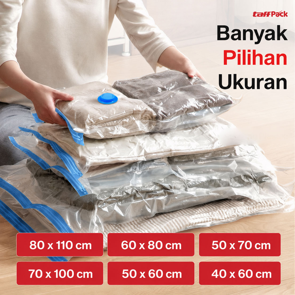 TaffPACK Kantong Plastik Vakum Pakaian Vacuum Compression Bag 1 PCS 50x60cm - YK-1000 Gambar produk TaffPACK Kantong Plastik Vakum Pakaian Vacuum Compression Bag 1 PCS 50x60cm - YK-1000 - 4
