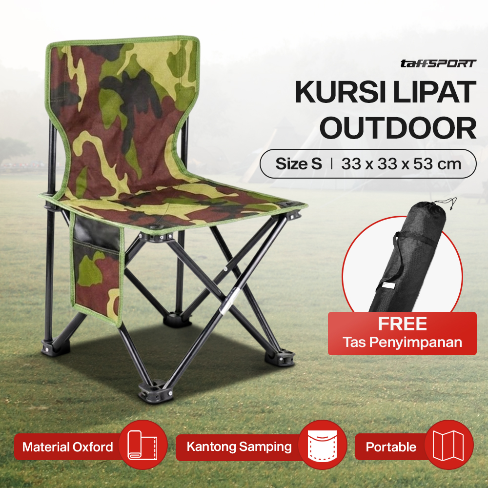 Gambar produk TaffSPORT Kursi Lipat Portable Memancing Outdoor Fishing Chair S 33x33x53cm - AAN147 - Utama