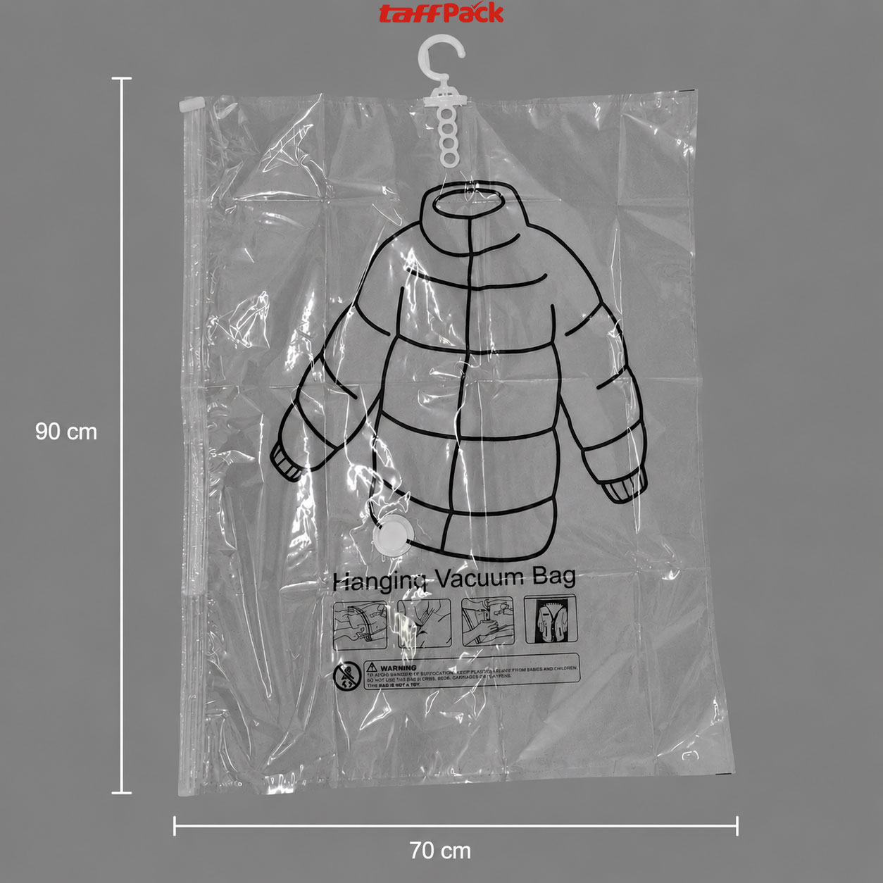 TaffPACK Plastik Vakum Gantung Pakaian Vacuum Compression Bag 1 PCS 70x90cm - MBF70 Gambar produk TaffPACK Plastik Vakum Gantung Pakaian Vacuum Compression Bag 1 PCS 70x90cm - MBF70 - 7