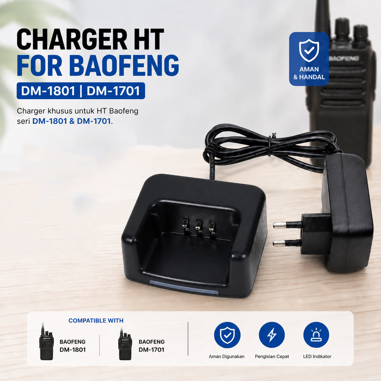 Baofeng Charger Baterai HT Walkie Talkie for Baofeng DM-1801 DM-1701 - DM-8 Gambar produk Baofeng Charger Baterai HT Walkie Talkie for Baofeng DM-1801 DM-1701 - DM-8 - Utama
