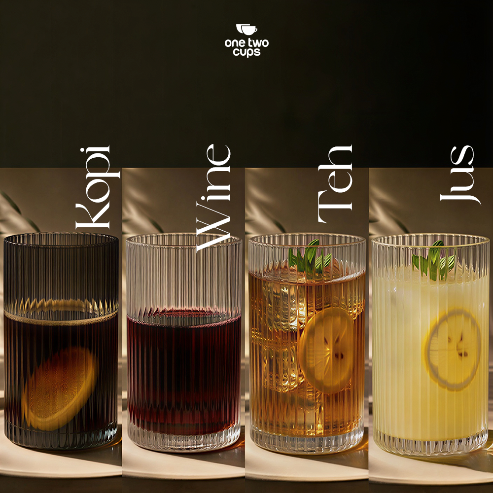 One Two Cups Gelas Kaca Aesthetic Kopi Teh Dirty Latte Stripe Glass 360ml - SH-25 Gambar produk One Two Cups Gelas Kaca Aesthetic Kopi Teh Dirty Latte Stripe Glass 360ml - SH-25 - 5