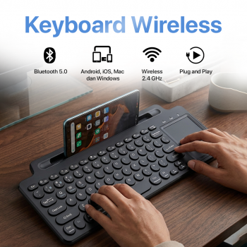DODODOC Keyboard Wireless Bluetooth 2.4GHz Touchpad Phone Stand - MLD-569