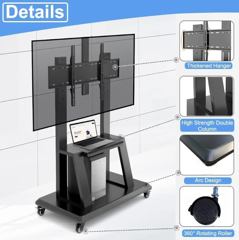 Taffware Bracket TV Floor Stand Wheel VESA 200x200 for 32-55 Inch TV - T730 Gambar produk Taffware Bracket TV Floor Stand Wheel VESA 200x200 for 32-55 Inch TV - T730 - 3