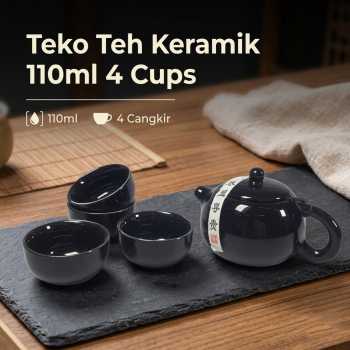 Homadise Teko Teh Keramik Tahan Panas Chinese Teapot 110ml with 4 Cups - JJ25