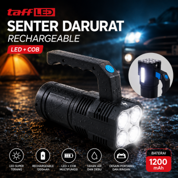 TaffLED Senter Darurat Flashlight Rechargeable LED and COB 1200mAh - SL16