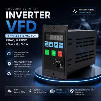 SUSWE Frequency Converter Inverter VFD 3 Phase 220V T13 Vector 750W - RS485