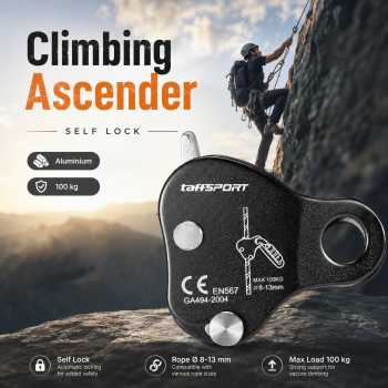 TaffSPORT Ascender Climbing Rope Grab Self Lock Aluminium Alloy - EN567