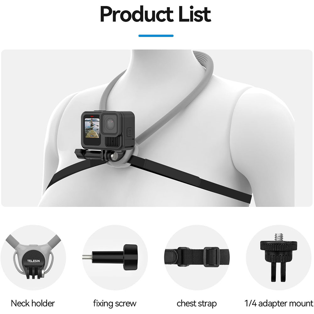 TELESIN Neck Mount Action Camera Holder Bracket Kalung Leher SE - S2-HNB-09 Gambar produk TELESIN Neck Mount Action Camera Holder Bracket Kalung Leher SE - S2-HNB-09 - 8