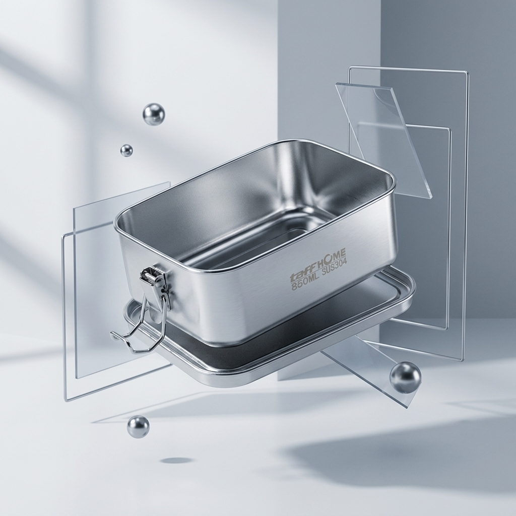 TaffHOME Kotak Makan Lunch Box Stainless Steel 304 with Partition 850ml - UM58 Gambar produk TaffHOME Kotak Makan Lunch Box Stainless Steel 304 with Partition 850ml - UM58 - 3