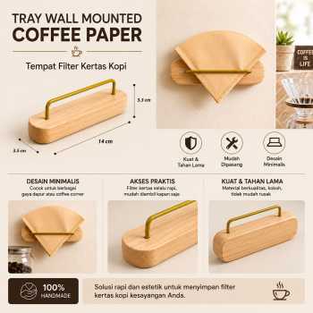 Gambar produk One Two Cups Tempat Filter Kertas Kopi Tray Wall Mounted Coffee Paper - ZJ0011 - 6