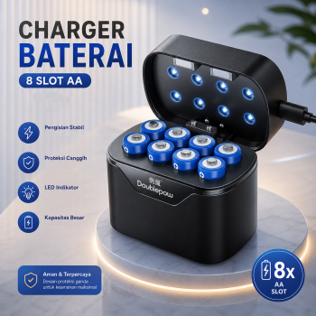 Doublepow Charger Baterai 8 Slot AA Ni-MH Ni-CD Li-Ion with LED - H58