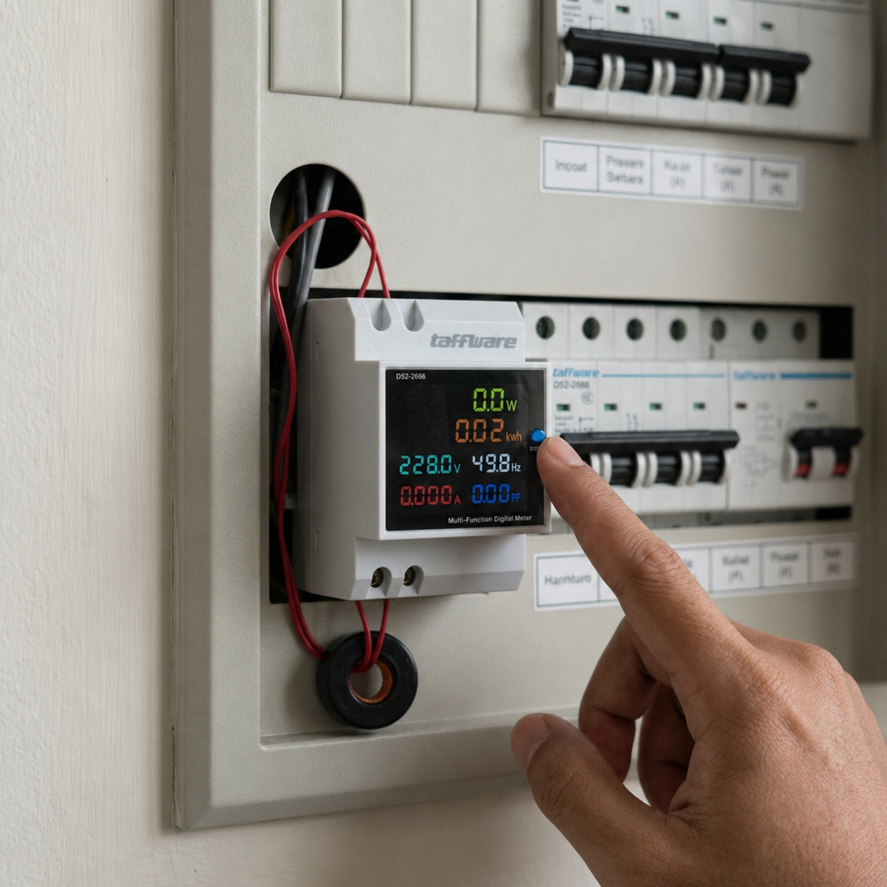 Taffware Meteran Listrik Digital Display Din Rail Single 300V - D52-2066 Gambar produk Taffware Meteran Listrik Digital Display Din Rail Single 300V - D52-2066 - 2