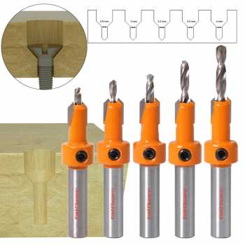Taffware Mata Bor Kayu Pelubang Drat Baut Countersink HSS 8mm 5 PCS - JGZ5