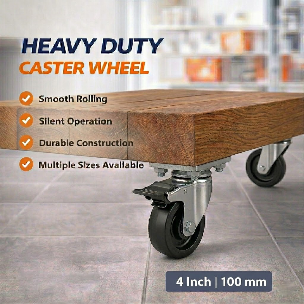 CASTRY Roda Kastor Soft Rubber Caster Wheel Flat With Brake TPR 4Inch 100mm - C30 Gambar produk CASTRY Roda Kastor Soft Rubber Caster Wheel Flat With Brake TPR 4Inch 100mm - C30 - Utama