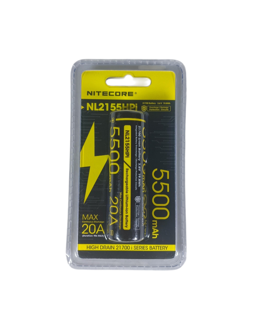 NITECORE Baterai Rechargeable 21700 3.6V 20A 5500mAh 1 PCS - NL2155HPi Gambar produk NITECORE Baterai Rechargeable 21700 3.6V 20A 5500mAh 1 PCS - NL2155HPi - Kemasan