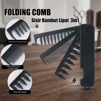Desslo Sisir Rambut Lipat 3in1 Foldable Hair Comb Fine Wide Tooth - DS-31
